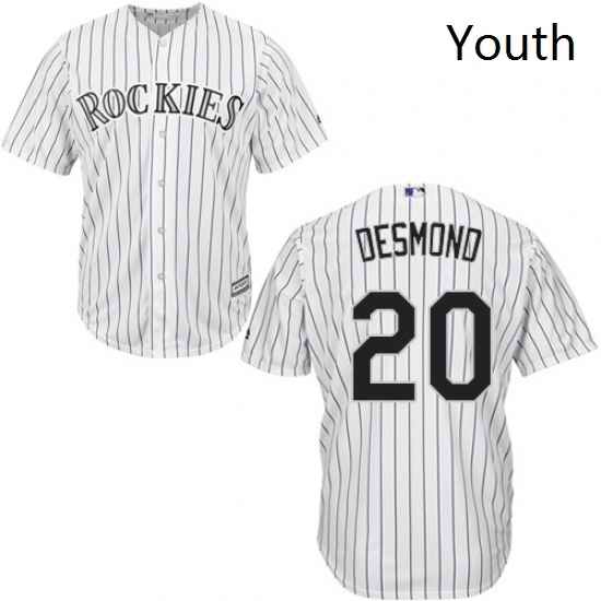 Youth Majestic Colorado Rockies 20 Ian Desmond Replica White Home Cool Base MLB Jersey